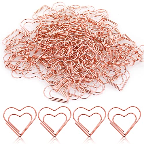 100 Stück Büroklammern Herz Büroklammer Groß Rosegold Büroklammer Herzförmige Büroklammern Liebe Büroklammern Spender in Paper Clips Für Dekorative Einladungen Postkarten Schule Büro Vorräte von Teaaha