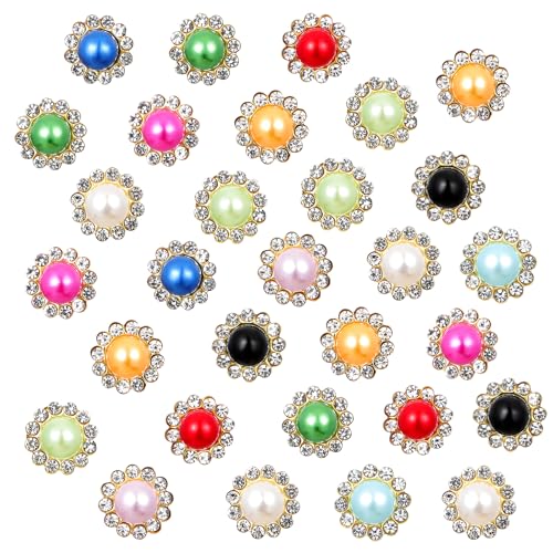 150 Stück Bunte Perle Knöpfe, Perlen Kristall Blume Knopf, Nähen In Faux Imitation Pearl Buttons, Nähen Auf Knöpfe Embellishments Für Kleidung Kleidung Taschen Schuhe Kleid von Teaaha