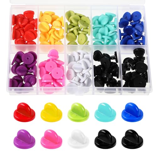 150 Stück Butterfly Pin Back Anstecker Verschluss Bunt Gummi Pin Backs Verriegelung Krawatte Pin Backings nadellose Butterfly Clutch Revers Pin Backs für Uniform Abzeichen von Teaaha