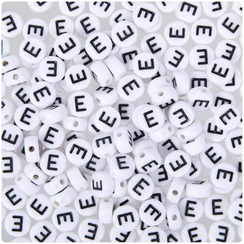 200 Stück 4x7 Mm Buchstabenperlen, Vokale Weiß Buchstabenperlen E, Weisse Buchstaben Perlen E, Alphabet Perlen Für Armbänder Für Schmuckherstellung Diy Armbänder Halsketten Handwerkanhänger von Teaaha