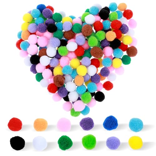 200 Stück Mini Pompons Zum Basteln, 25mm Bunte Pompons Zum Basteln, Filzkugeln Bunt Klein, Bunte Pompons für Creative Crafts DIY Kreative Handwerk Party Geburtstag Weihnachtsdekoration von Teaaha