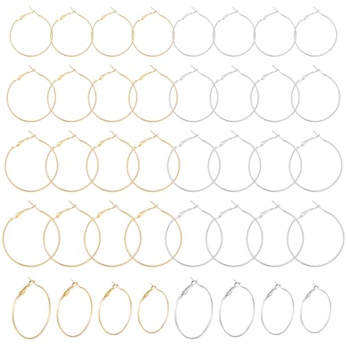 32 Stück Ohrring Rohlinge, Ohrringe Selber Machen Set, Schmuckherstellung Zubehör, Creolen Groß, 4 Größen Ohrringe Basteln, Ohrringe Selber Machen Set Für Mädchen(Gold, Silber) von Teaaha