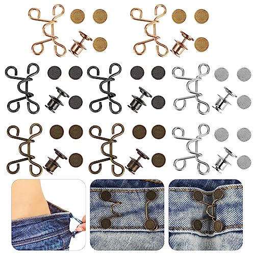 8 Sets Hosen Enger Machen Clip, Hosen Verkleinern Clip Jean Knopfnadeln, Verstellbare Nagelfreie Taillenschnallen, Hosenknopf Zum Enger Machen, Abnehmbare Jeansknöpfe Hosenclips (color) von Teaaha