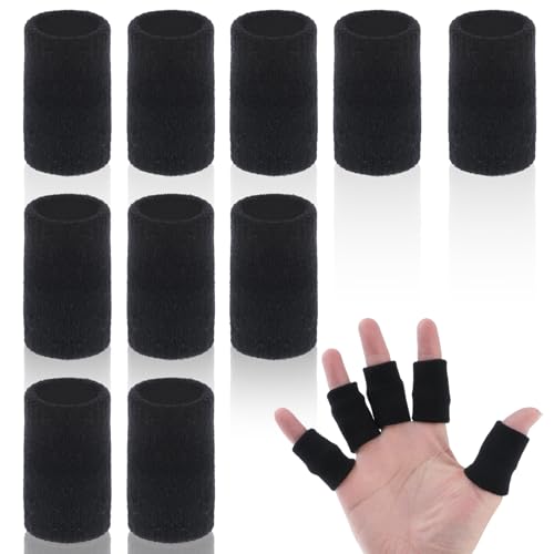 Teaaha 10 Stück Fingerschutz Stricken, Elastische Fingerschützer Fingerbandage den Sport, Schwarz Finger Sleeves Atmungsaktive Fingerschützer Unterstützung für Basketball Volleyball Wundpflege von Teaaha