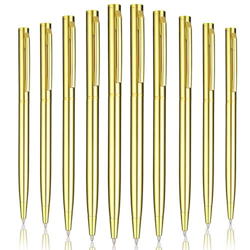 10 Stück Kugelschreiber Gold, Kugelschreiber Einziehbare Metall Kugelschreiber Hochwertig, Kugelschreiber Gel Tinte Stift, Schöne Kugelschreiber Mit Stylus Spitze Gold, 1,0 Mm Schwarze Tinte von Teaaha