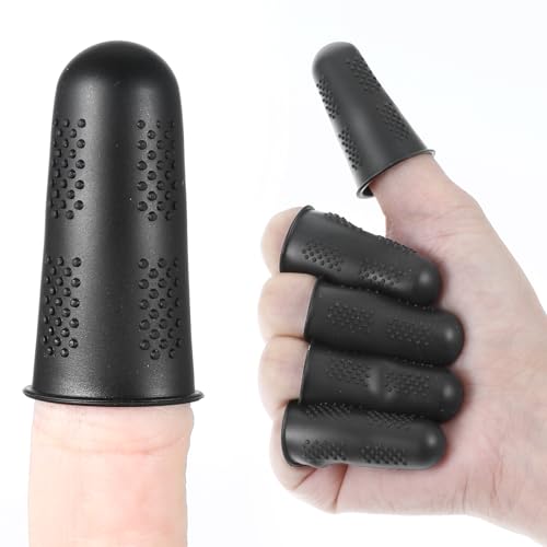 Teaaha 12 Stück Fingerschutz, 3 Größen Silikon-Fingerschutz rutschfeste Fingerkappe Gummi Fingerspitzen für Fingerspitzen, Wundpflege, Frachtabfertigung, Gartenarbeit (Schwarz) von Teaaha