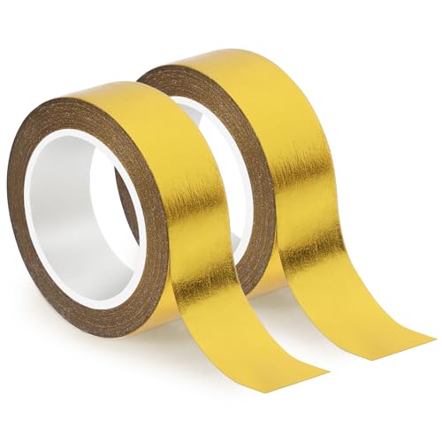 Teaaha 2 Rollen Washi Tape Gold, 15mm x 10m Goldfolie Washi Klebeband gold, Metallic Klebeband, Glänzendes Gold Klebeband für Scrapbooking Handwerk Deko Scrapbook Geschenkverpackung Weihnachten von Teaaha