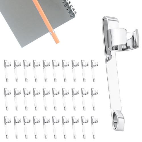 Teaaha 30 Stück tragbare Stifthalter Clip Metall Bleistift Clip Snap in Stift Clips für Klemmbrett, Notizbuch, Schule, Klassenzimmer, Studenten, Büro, Zuhause von Teaaha