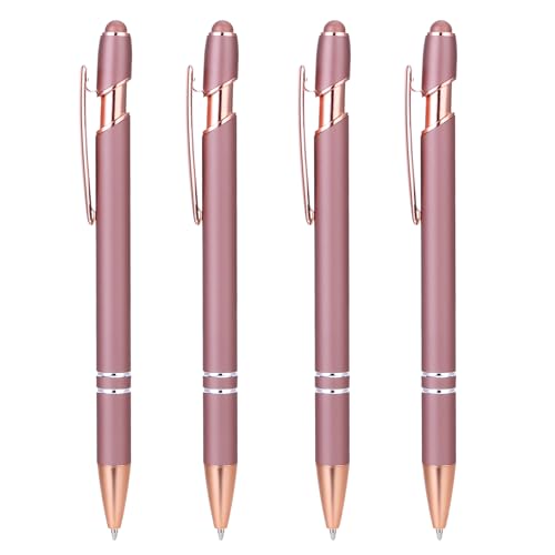 Teaaha 4 Stück Kugelschreiber Rosegold, Kugelschreiber Rosa Kugelschreiber Hochwertig Kugelschreiber Schöne Kugelschreiber Mit Stylus Spitze Rose Gold, 1,0 mm Schwarze Tinte von Teaaha