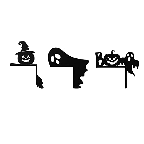Teahutty 3 x Halloween-Tür-Eckschild, Hexenspinnennetz, Tür-Eck-Dekoration für Halloween, Zuhause und Party, rechtwinkliges Schild, schwarz von Teahutty