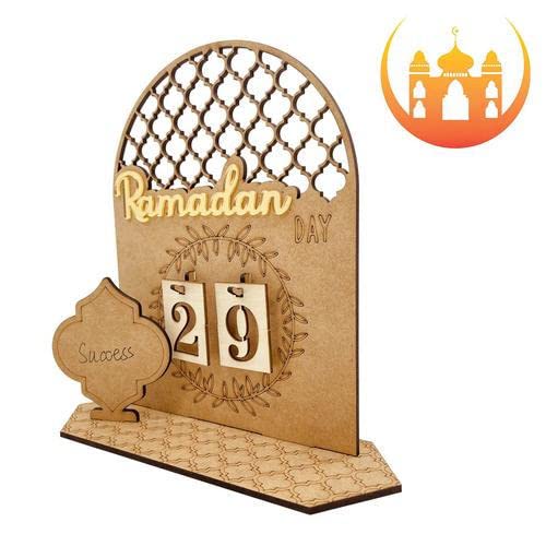 Tebinzi Ramadan-Kalender, Eid Mubarak-Kalender - Countdown-Kalender 2022 aus Holz zum Selbermachen für Kinder - DIY Ramadan Mubarak Dekor von Tebinzi