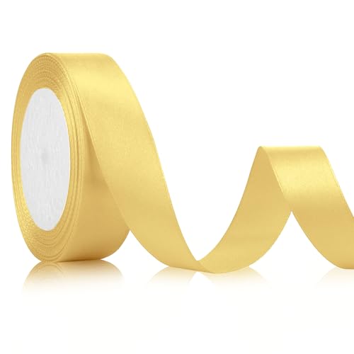 Champagner-Goldband, Champagner-Gold-Satinband, 2,5 cm x 22 Yard-Satinband, Blumenband, Champagner-Goldschleife, Halloween-Band, Band für Geschenkverpackungen, Band für Blumenstrauß von Tecfinty