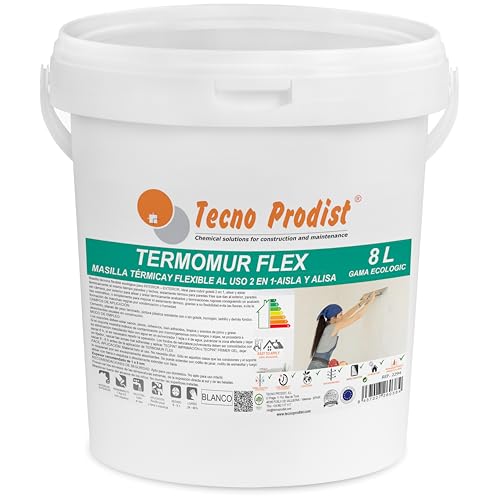 Thermomur FLEX von Tecno Prodist (8 Liter) gebrauchsfertiger Spachtelmasse, glättet und wärmeisoliert, für Innen oder Außen, Ottomane, hohe Haftung auf Farben, Fliesen usw von Tecno Prodist