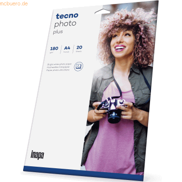 Tecno Foto-Papier Photo Plus A4 180 g/qm hochglänzend weiß 20 Blatt von Tecno