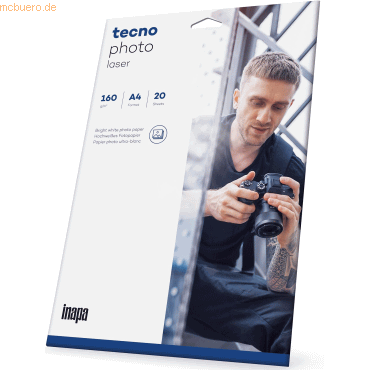 tecno Fotopapier OptiPhoto Laser A4 160 g/qm weiß VE=20 Blatt von Tecno