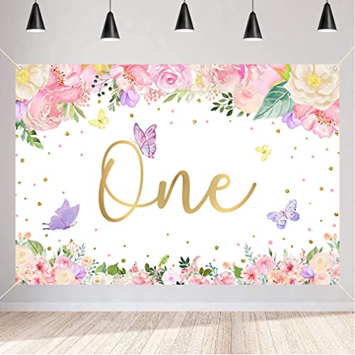 1. Geburtstag Hintergrund Aquarell Blumen Goldene Punkte Erster Geburtstag Fotografie Hintergrund Baby Mädchen Glücklich 1. Geburtstag Party Dekorationen Liefert 120cm von Tecreo