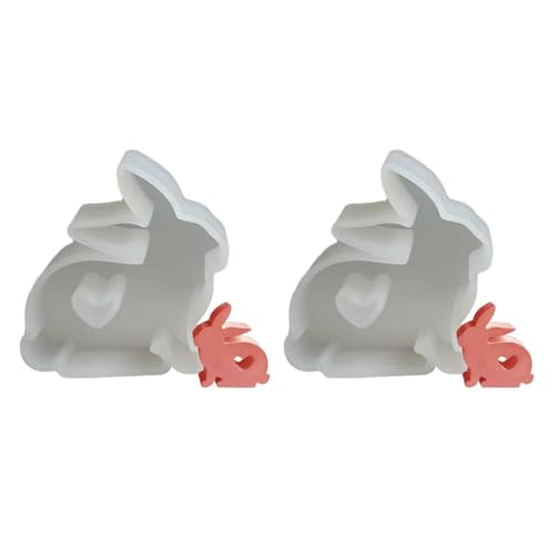 Ostern Kaninchen Giessform Silikon | 2 Stück 3D Hasen Kerzenformen | Silikonformen Gießformen Ostern Ornamente mit Hohlen | Niedliche Hase Osterdekorations Kerzenformen zur Herstellung von Kerzen von Tedious