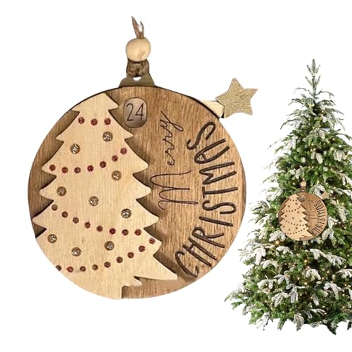 Weihnachts Countdown Schiebeornamente | Weihnachts Adventskalender 2023 aus Holz | Verschiebbarer hängender Countdown zur Weihnachtsdekoration | Countdown Kalender Home Deko für Weihnachtsfeiern von Tedious