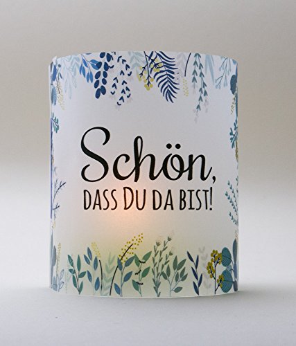 Webermann 4er Set Windlicht - Schön, DASS DU da bist - edle Kerzen Deko - Lichthülle für Tischlicht - Tischdeko Geschenk - Teelichthülle für Wohnzimmer von Tee Lichthülle