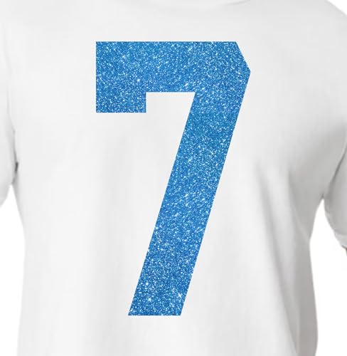 15,2 cm Blau & Grüntöne Glitzer Jersey Zahlen für Sport T-Shirts, Trikots, Fußball, Baseball, Basketball, Bügel-Wärmeübertragung für Team-T-Shirts (Stil A) (Sapphire_7) von TeeWin