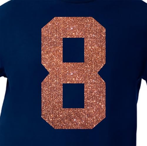 15,2 cm Metallic-Farbtöne Glitzer Jersey Zahlen für Sport T-Shirts, Trikots, Fußball, Baseball, Basketball, Bügel-Wärmeübertragung für Team-T-Shirts (Stil A) (Bronze_8) von TeeWin