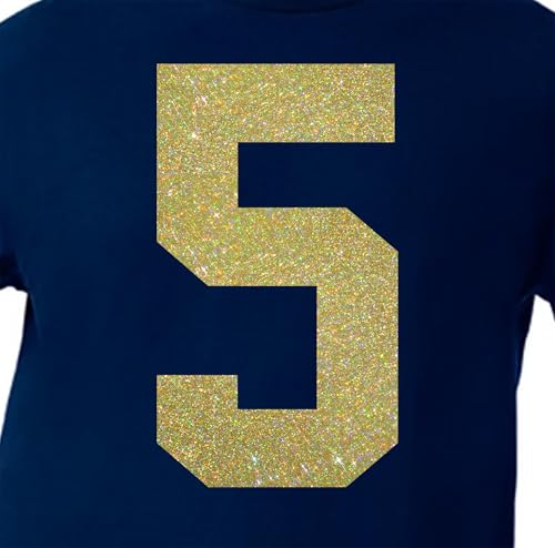 15,2 cm Metallic-Töne Glitzer-Jersey-Zahlen für Sport-T-Shirts, Trikots, Fußball, Baseball, Basketball, zum Aufbügeln, Wärmeübertragung für Team-T-Shirts (Stil A) (Gold_Konfetti_5) von TeeWin