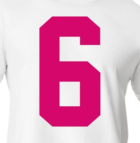 15,2 cm magentafarbene Trikot-Nummern zum Aufbügeln für Sport-T-Shirts, perfekt für Fußball, Baseball, Basketball und Teamuniformen, Wärmeübertragung (Stil A) (Pink 6 oder 9) von TeeWin