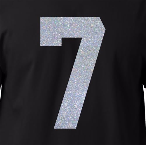 20,3 cm Metallic-Farbtöne Glitzer-Jersey-Zahlen für Sport-T-Shirts, Trikots, Fußball, Baseball, Basketball, zum Aufbügeln, Wärmeübertragung für Team-T-Shirts (Stil A) (Silber_Konfetti_7) von TeeWin