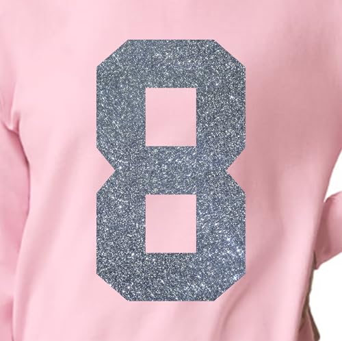 Glitzernummern zum Aufbügeln für Kleidung, Jersey-Nummern, zum Aufbügeln, Zahlen für Jersey, Wärmeübertragungsnummern für Sportuniform, Fußball, T-Shirt, 20,3 cm, Schwarz / Silber (Stil A) (Schwarz / von TeeWin