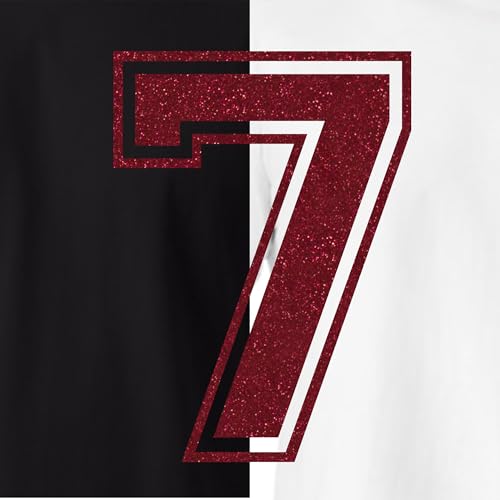 20,3 cm hohe Glitzer-Zahl für Sport-T-Shirt, Trikot, Fußball, Baseball, zum Aufbügeln, Wärmetransfer, Team-T-Shirt (Stil C) (Kirsch-7) von TeeWin