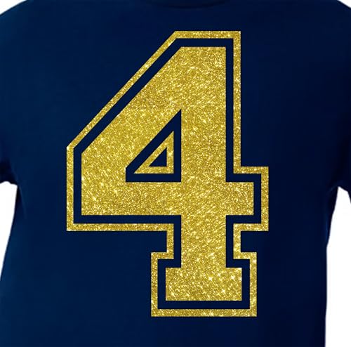 20,3 cm hohe Glitzer-Zahl zum Aufbügeln für Sport-T-Shirts, Trikots, Fußball, Baseball, Basketball, Teamuniformen, langlebig, einfach anzubringen, DIY. Glanz hell (Stil C) (Gold-4) von TeeWin