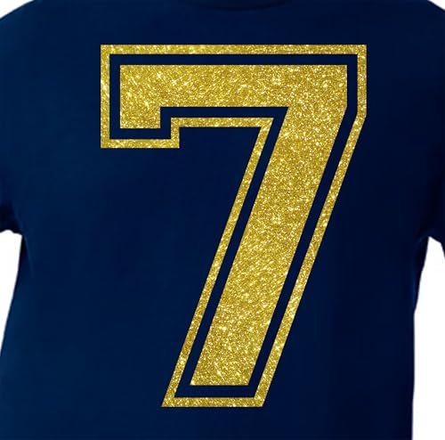 20,3 cm hohe Glitzer-Zahl zum Aufbügeln für Sport-T-Shirts, Trikots, Fußball, Baseball, Basketball, Teamuniformen, langlebig, einfach anzubringen, DIY. Glanz hell (Stil C) (Gold-7) von TeeWin