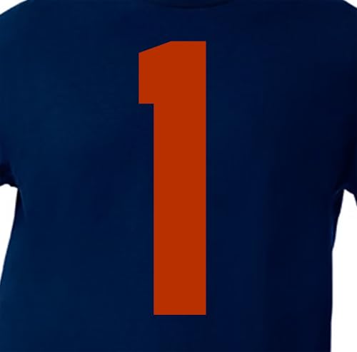 Bernsteinfarbene Trikot-Nummern für Sport-T-Shirt, Fußball, Baseball, Basketball, zum Aufbügeln, Wärmeübertragung, Team-T-Shirt (Stil A) (Texas-Orange 1) von TeeWin