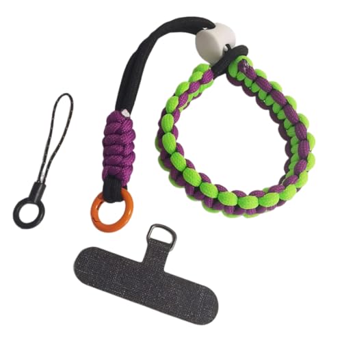 Teegxddy Handykette Universal Farbig Handykette Verstellbar Handykette Kurz Schlüsselband Kurz Weben Handschlaufe,Handyband,Telefon-Handgelenk-Lanyard Kompatibel Mit Allen Handymodellen(Lila grün) von Teegxddy