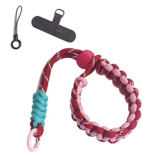 Teegxddy Handykette Universal Farbig Handykette Verstellbar Handykette Kurz Schlüsselband Kurz Weben Handschlaufe,Handyband,Telefon-Handgelenk-Lanyard Kompatibel Mit Allen Handymodellen(Rot Rosa) von Teegxddy