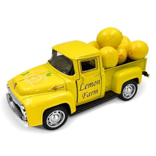 Zitronen Truck Dekor, Zitrone Dekorationen für Zuhause, Metall Truck Dekor mit 6 Kleinen Künstlichen Zitronen für Schaufenster Tisch Centerpieces Haushalt Küche Sommer Lemon Dekorationen Party von Teeloray