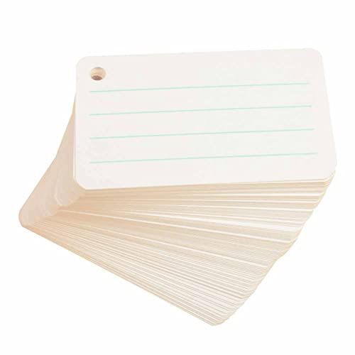 4 Packungen linierte Karteikarten, gelocht, Lernkarten, Notizkarten mit 4 Metallbinderringen für Zuhause, Klassenzimmer, Büro, 8,9 x 5,3 cm (50 Blatt) von Teensery