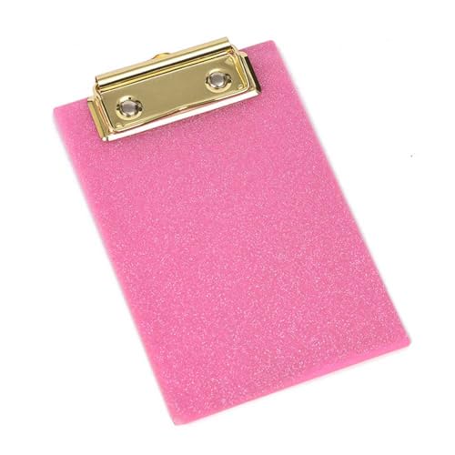 Pinkes Glitzer-Acryl-Klemmbrett A6 Größe Klemmbrett 10,2 x 15,2 cm, kleines glitzerndes Klemmbrett mit goldfarbenem flachem Profil-Clip für Klassenzimmer, Schule und Büro, 1 Stück von Teensery