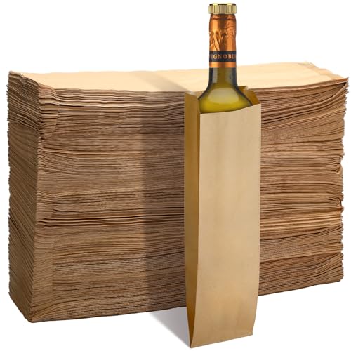 Teenyyou 500 Stück Kraft-Weinbeutel, Großpackung, 10,7 x 6,3 x 40,6 cm, braune Papiertüten, Brot, Likörbeutel, Einweg-Lunchbeutel für Flaschen, frisch gebackene Waren von Teenyyou