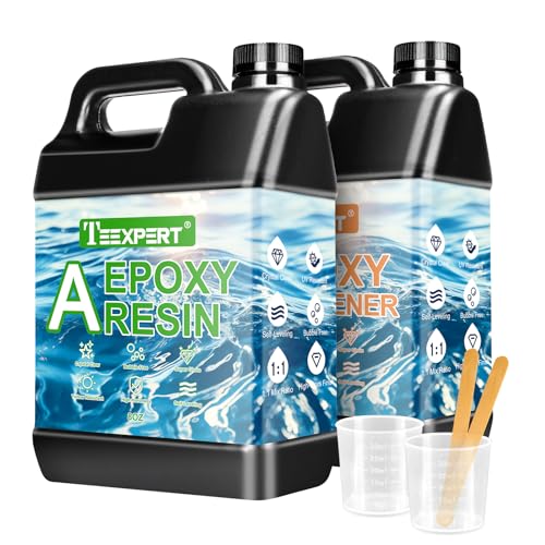 Teexpert 16oz Hochglanz Epoxidharz Set, Klares Selbstnivellierendes Blasenfreies Epoxy Resin, 1:1 Mischung Epoxidharz mit Härter für Schmuck, Formen, Wohnkultur, Untersetzer, Ornamente von Teexpert