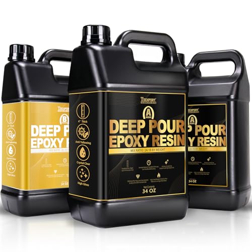 Teexpert Deep Pour Epoxidharz, 102OZ Tiefschüttung Epoxidharz-Kit, 2-4 Zoll Gießtiefe, kristallklare hochglänzendes selbstnivellierendes Harz für Flusstische aus Holz，2:1 Mischung nach Gewicht von Teexpert