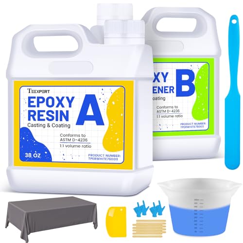 Teexpert Epoxidharz Set 2,2L, Epoxidharz mit Harz Werkzeuge, Kristallklar Epoxidharz mit Härter, Hochglanz Epoxy Resin Gießharz Expoditharz 1:1 Blasenfrei zum Schmuckherstellung, Harz Formen von Teexpert