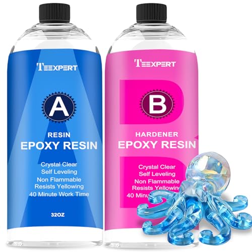 Teexpert Epoxidharz mit Härter, 64OZ/1.9L Hochglanz Epoxidharz Set, Blasenfreies Beschichtungs-und Gießharz für DIY-Kunst, Schmuck, Untersetzer Formen von Teexpert