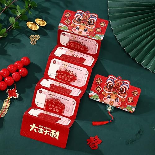 Faltbare rote Umschläge für chinesisches Schlangenjahr, kreatives Frühlingsfest, rotes Paket, Cartoon, niedlich, Glücksbringer, Geldbeutel, Neujahrsgeschenke von Tefexer