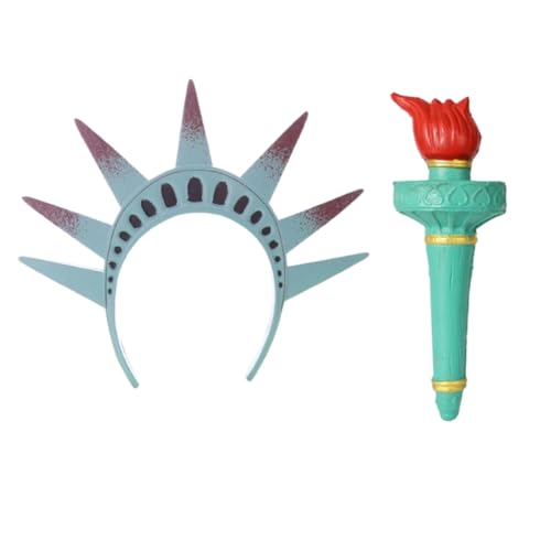 Tefexer Freiheitsstatue Fackel und Krone – Lady Liberty Stirnband Kostüm Zubehör – Weihnachtsfeier Prop von Tefexer