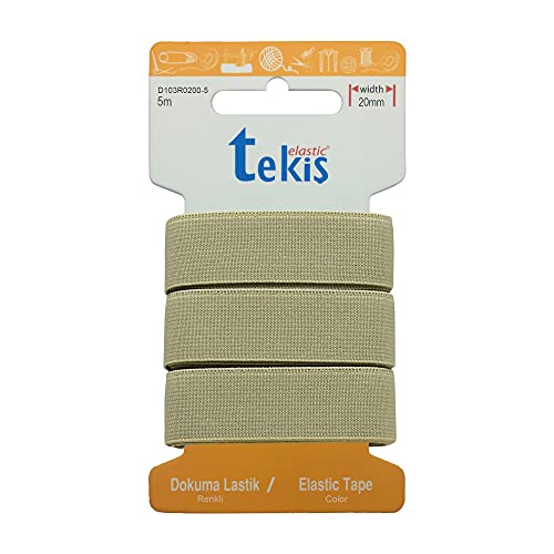 Tekiş Elastic 20 mm Gummiband 3m 20mm breite gummilitze (Beige) von Tekiş Elastic