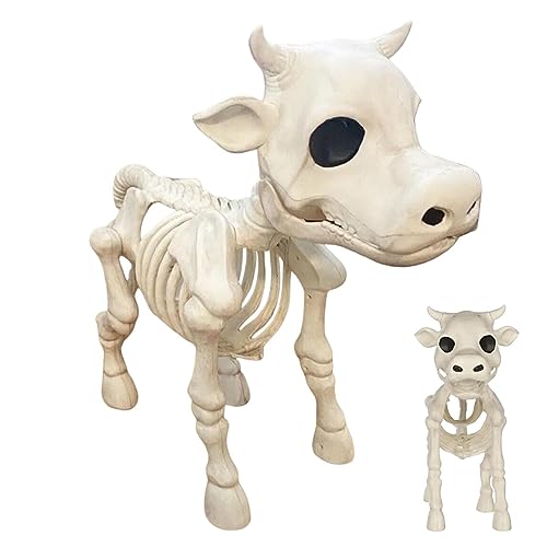 Teksome Halloween Kuh Skelett | 2023 Neue Kuh Schädel Requisite | Kuh Skelett Halloween Dekorationen | Realistische Skelett Kuh Statue für Spukhaus, Hof Decor von Teksome