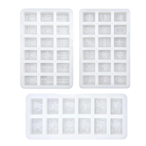 Teksome Mahjong-Form-Set aus Silikon, Mahjong-Formwerkzeug, wiederverwendbares Mahjong-Form-Silikon-Werkzeug, Epoxid-Formen zur Herstellung von Seifenkerzen von Teksome