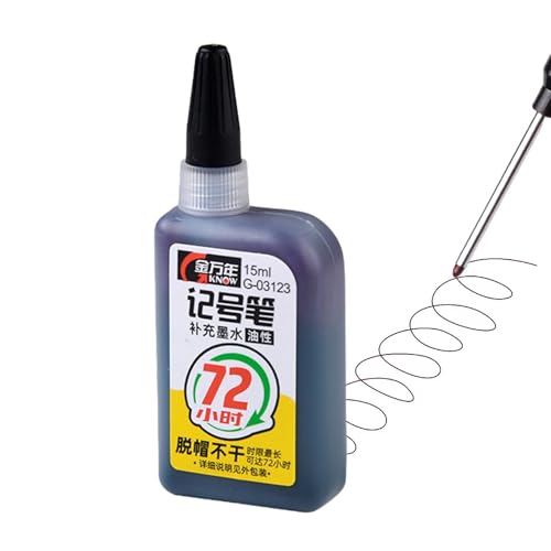 Teksome Permanentmarker-Nachfülltinte – Super Color Permanent Refill Ink Marker Tinte – Wasserdichter Bastelbedarf auf Ölbasis Marker-Zubehör für Marker von Teksome