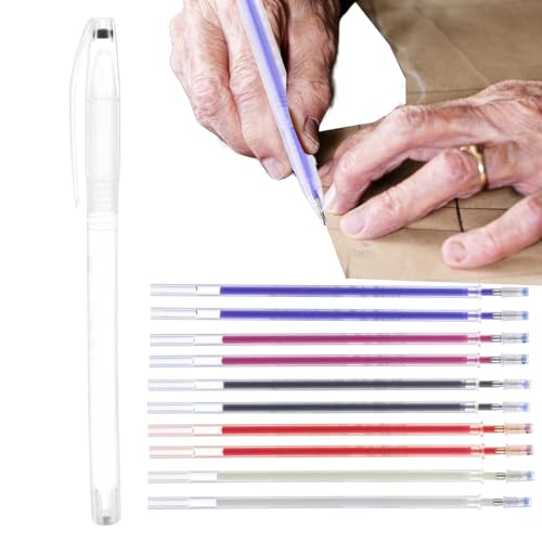 Teksome Stoffmarker verschwindende Tinte | verschwindende Tinte Stift mit 10 Nachfüllungen, Hochtemperatur-verschwindender Stift Nähen löschbarer Tintenstift, Stoffmarker-Stift-Set von Teksome